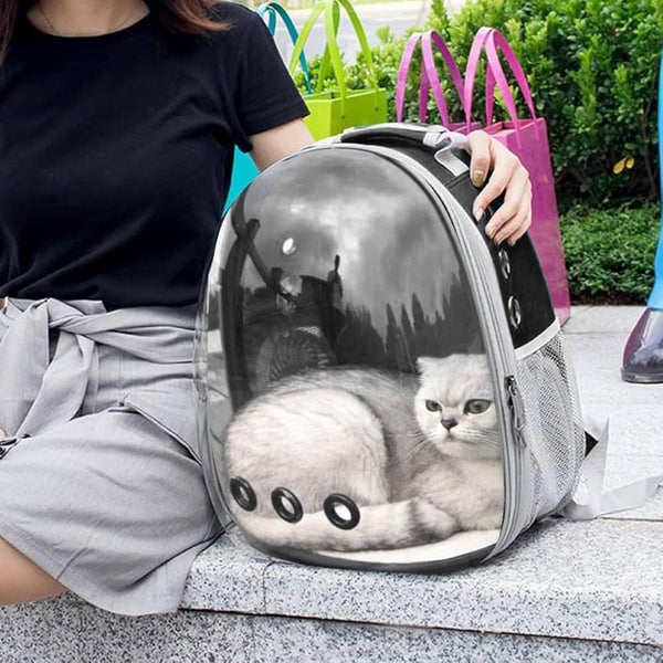 Cat Backpack Carrier Bubble Expandable Foldable Breathable Pet Carrier Dog Carrier Backpack for Large Big Cats Hiking, Travelling, Camping, Up to 22 Lbs, Black